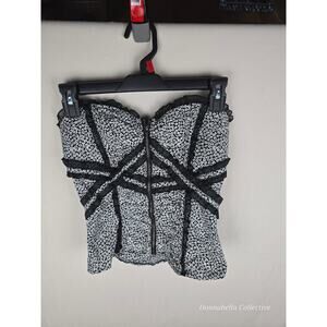 Sexy Bebe Strapless Corset Style Top Black and White Size S EUC